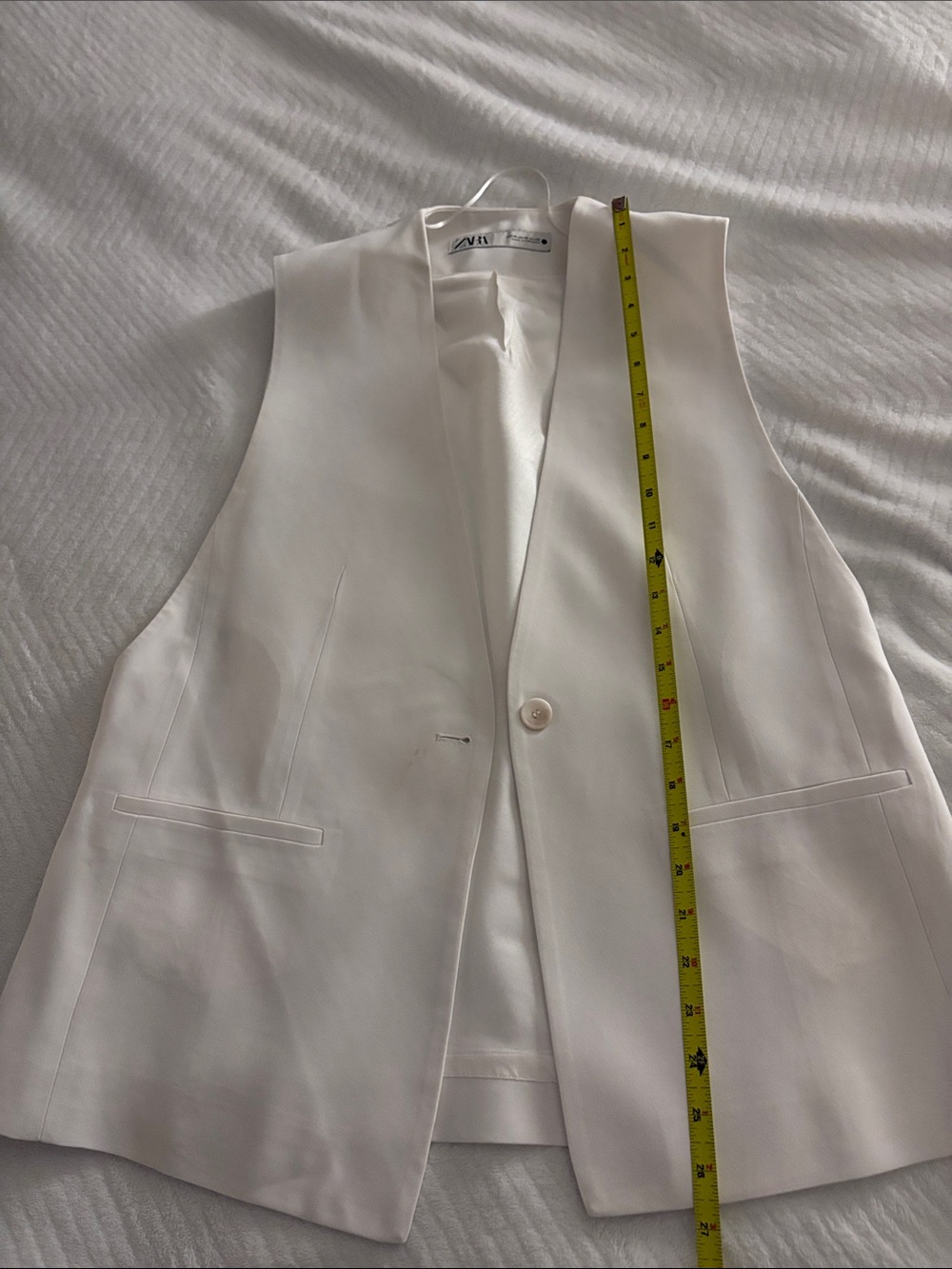 Zara Cream Single-Button Sleeveless Blazer Vest - Picture 3 of 4